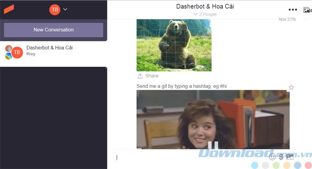 Giao diện trò chuyện của Dasher