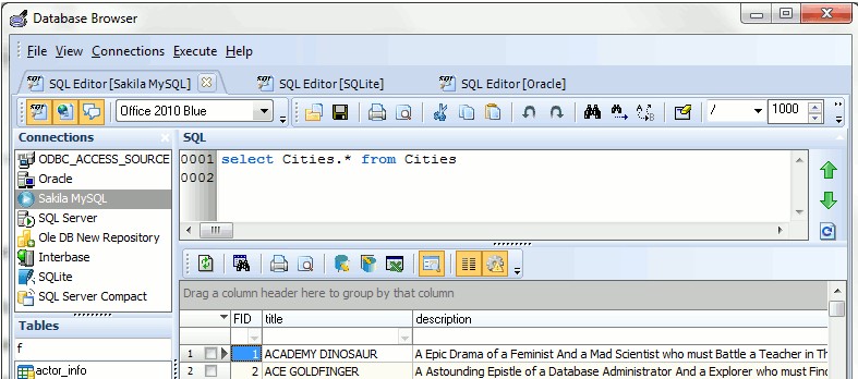Database Browser cung cấp nhiều tính năng hấp dẫn
