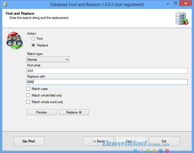 Tính năng thay thế chuỗi văn bản