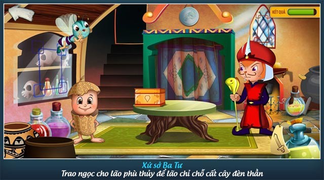 Trao ngọc cho lão phù thủy để lão chỉ cây đèn thần