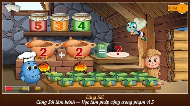 Cùng Sỏi làm bánh - Học làm phép cộng trong phạm vi 5