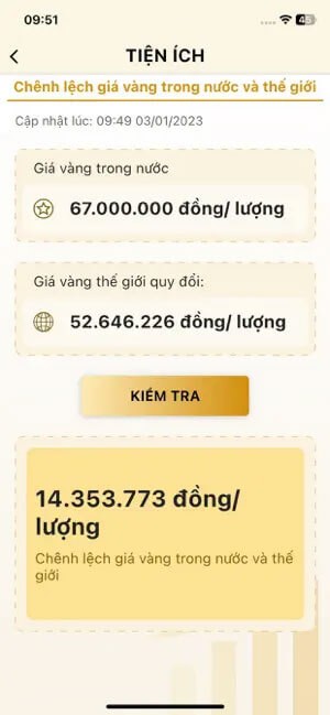 So sánh giá vàng chênh lệch