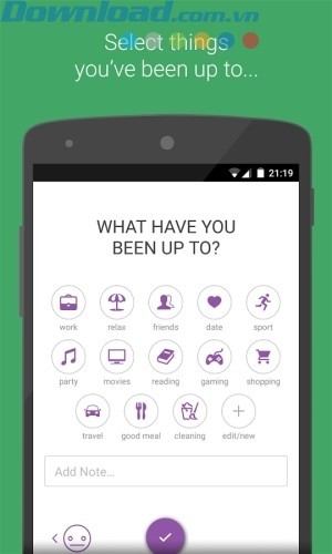 Chọn các hoạt động đã làm và viết nhật ký