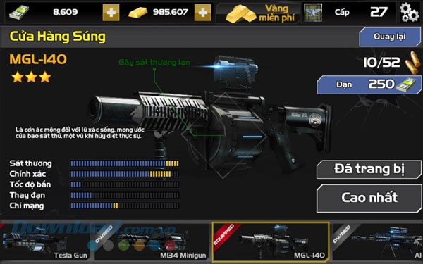 Nhiều loại vũ khí đặc trưng