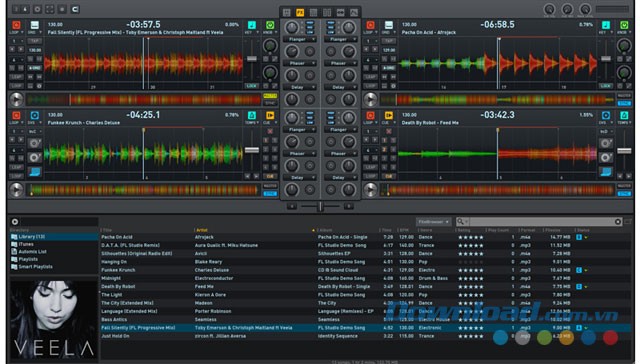 Giao diện chính của ứng dụng Deckadance cho máy tính