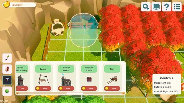 Mở khóa những con vật, cây trồng, tòa nhà và đồ trang trí