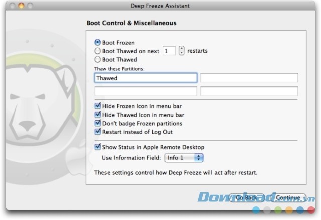 Deep Freeze Mac cung cấp nhiều tùy chọn cấu hình hữu ích