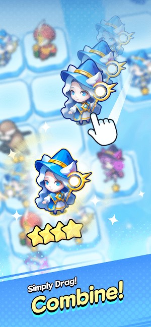 Vuốt để kết hợp các nhân vật của bạn nhanh chóng, đơn giản trong DefenGo