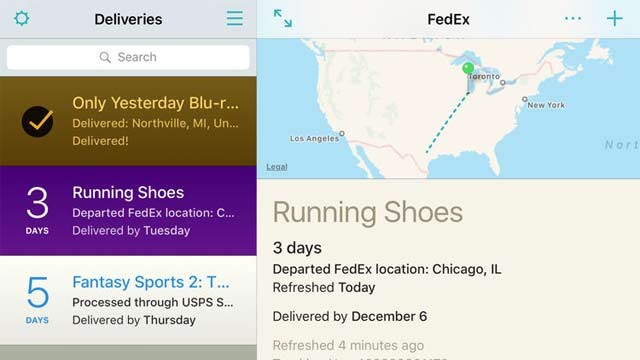 Deliveries cho iOS hỗ trợ nhiều dịch vụ vận chuyển lớn
