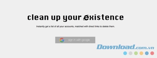 Đăng nhập vào Google trong ứng dụng quản lý tài khoản Deseat.me để xóa bỏ sự tồn tại của mình trên Internet