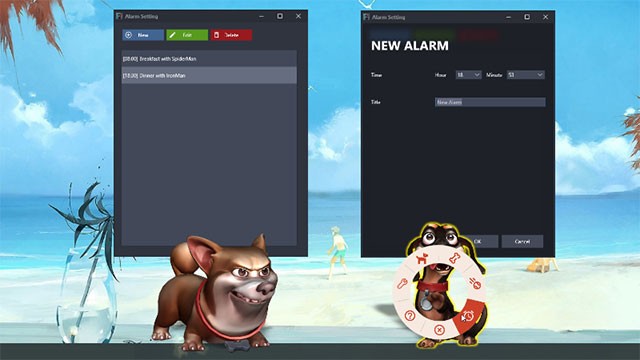 Chức năng báo thức mới trên Desktop Dog game