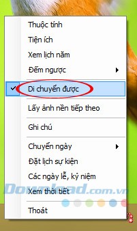 Di chuyển lịch tới vị trí khác trên màn hình