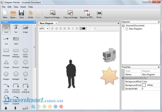 Giao diện phần mềm Diagram Painter