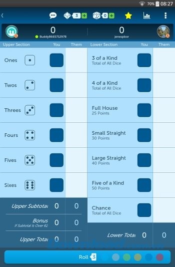 Giao diện màn chơi game Dice With Buddies Free