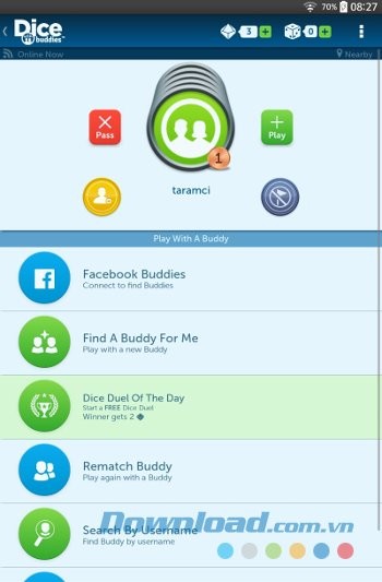 Tìm đối thủ trong game Dice With Buddies Free