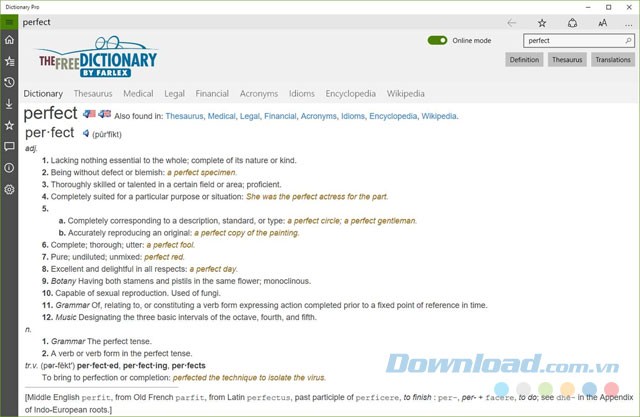 Ứng dụng từ điển Dictionary Pro
