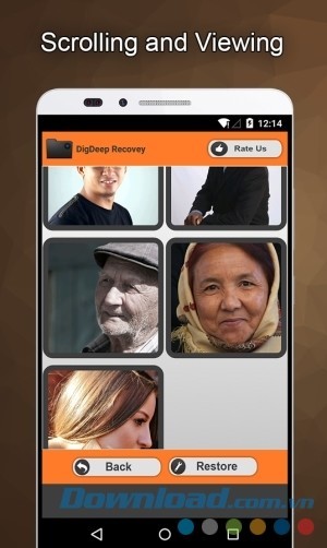 DigDeep Image Recovery cho Android cuộn và xem hình ảnh trong thư mục