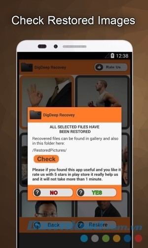 DigDeep Image Recovery cho Android kiểm tra lại ảnh đã khôi phục