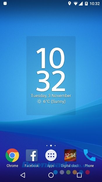 Widget đồng hồ với Digital Clock Widget Xperia