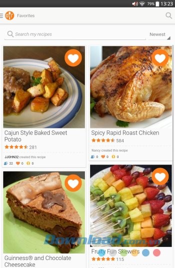 Thêm món ăn vào mục yêu thích trên Dinner Spinner