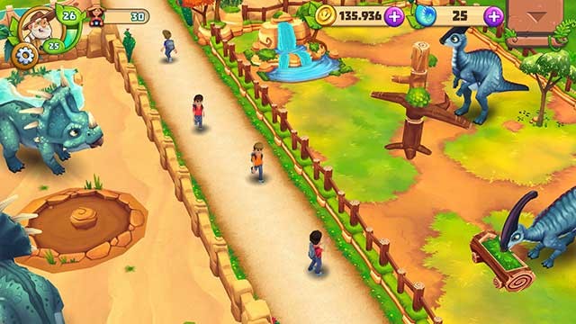 Quản lý công viên khủng long dễ thương trong game Dinosaur Park - Primeval Zoo