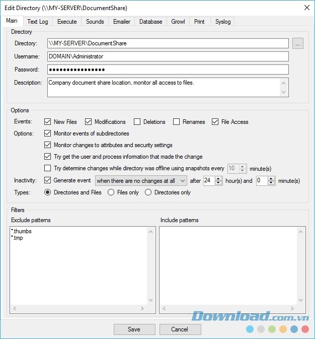 Chỉnh sửa danh mục trong Directory Monitor