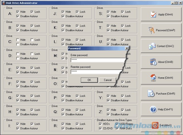 Giao diện của Disk Drive Administrator