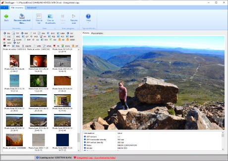 Chọn chế độ quét phù hợp với nhu cầu sử dụng trong Disk Digger