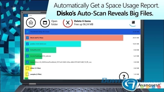 Tự động quét các tập tin lớn bằng ứng dụng dọn dẹp Disko cho PC để biết rằng thứ gì đang ngốn bộ nhớ