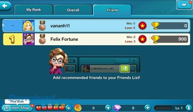 Bảng xếp hạng trong game Disney Magical Dice