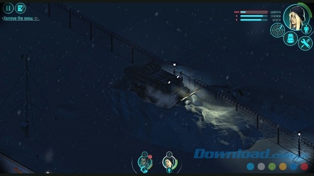 Thực hiện các công việc nhỏ lẻ như dọn tuyết trong game chiến thuật phiêu lưu Distrust trên PC và Mac