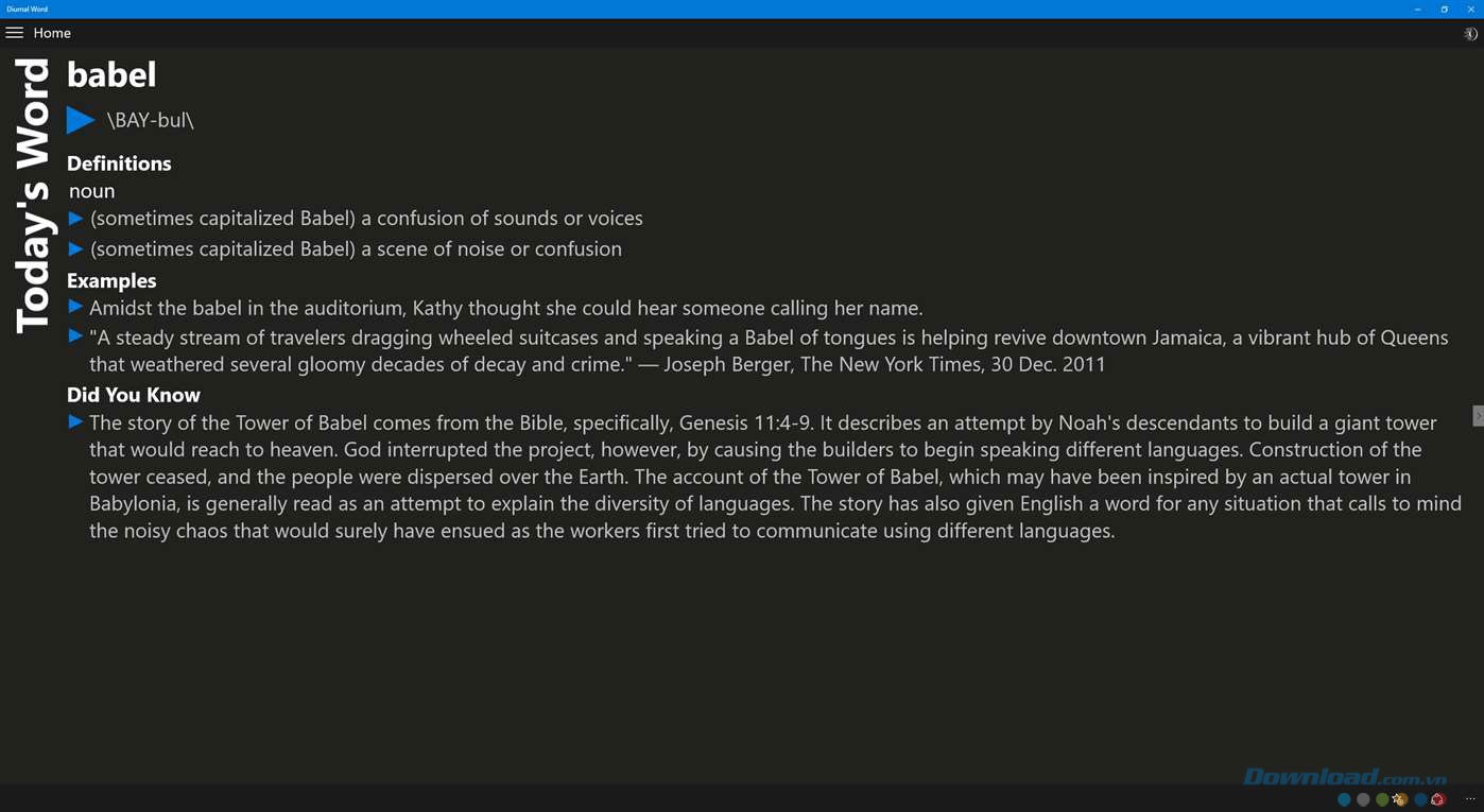 Giao diện ứng dụng Diurnal Word