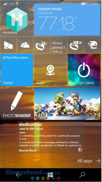 Tính năng hiển thị Live Tile