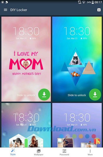 Giao diện sử dụng của ứng dụng Solo Locker