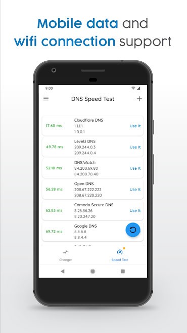DNS Changer hỗ trợ mạng WiFi và di động