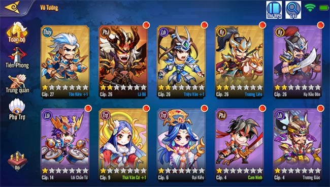 Hệ thống nhân vật của Độ Tam Quốc Mobile