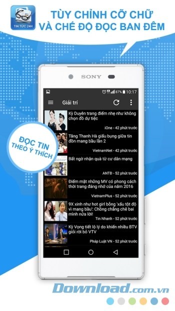 Tùy chỉnh cỡ chữ và chế độ đọc ban đêm