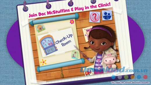 Khám phá thế giới phòng khám thú vị cùng Doc McStuffins trong ứng dụng Doc McStuffins Color and Play trên iOS