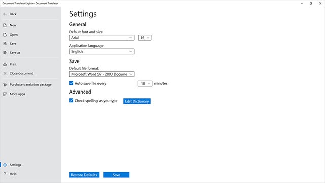 Thiết lập ứng dụng Document Translator tùy theo nhu cầu