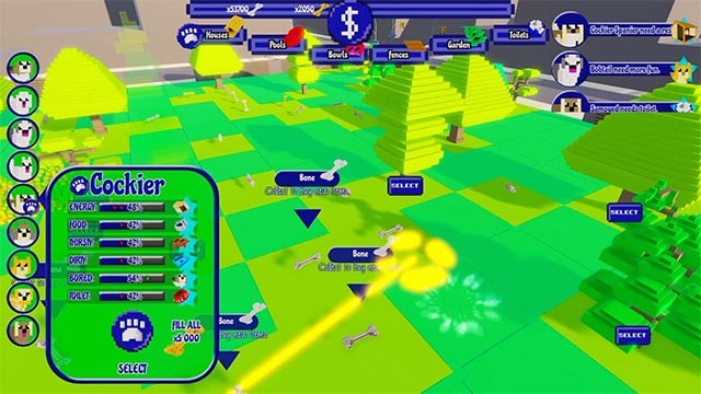 Có rất nhiều hoạt động vui trong game Dog's Garden