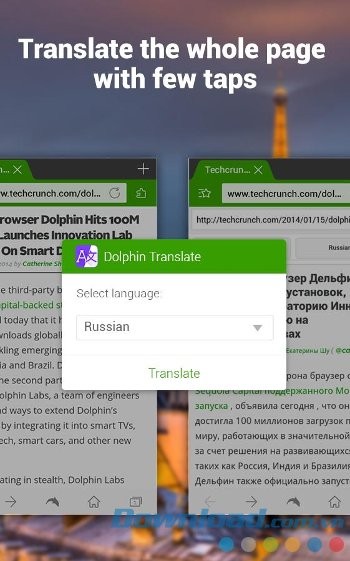 Dịch trên web với Dolphin Translate