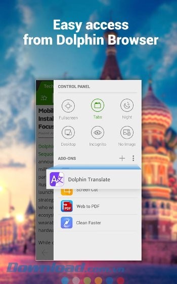 Mở nhanh Dolphin Translate từ Dophin Browser