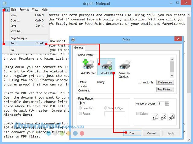 Chuyển đổi từ Notepad sang PDF