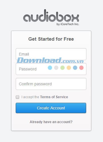 Tạo tài khoản trên AudioBox
