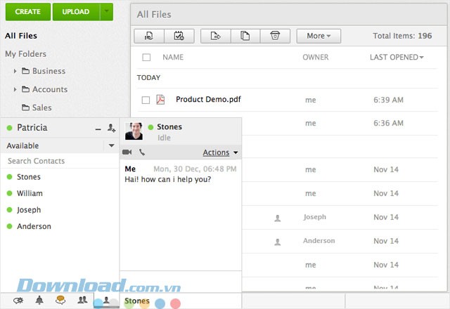 Chat cùng đồng nghiệp trên file