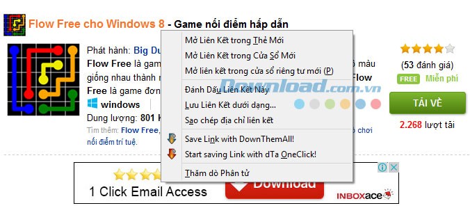 Chọn chuột phải để tải về với DownloadThemAll