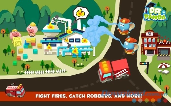 Bé có thể điều khiển nhiều loại phương tiện trong Dr. Panda Toy Cars Free cho Android