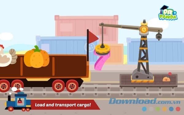 Vận chuyển hàng hóa là một thử thách hấp dẫn trong Dr. Panda Train cho Android