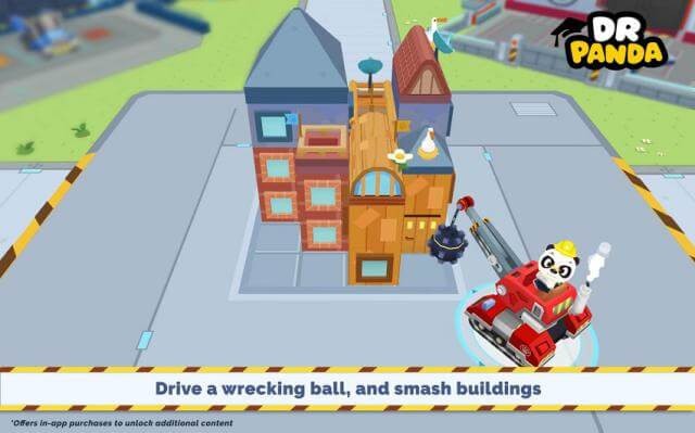 Lái xe tải và phá vỡ các tòa nhà trong game Dr. Panda Trucks