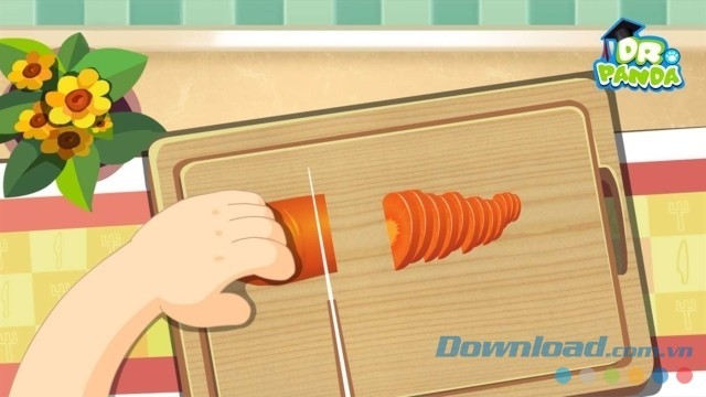 Thực hành thái đồ ăn trong Dr. Panda's Restaurant